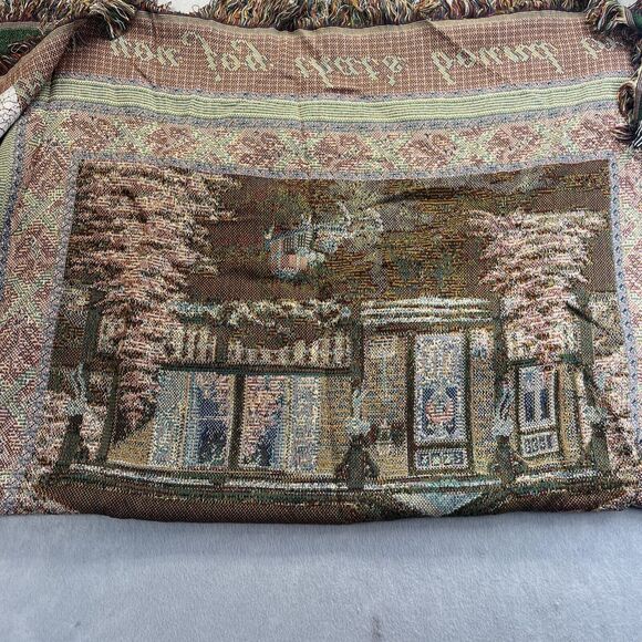 Christmas Customs Tapestry Throw Blanket Winter House Vintage 54x46 - Picture 9 of 9